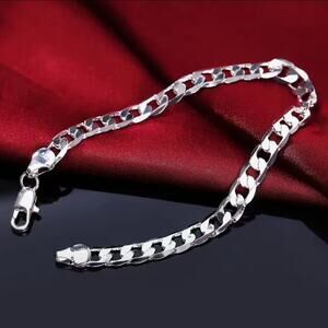 Men's Women's 4mm 925 Silver Cuban Chain Bracelet 8 in. Christmas Birthday Gift